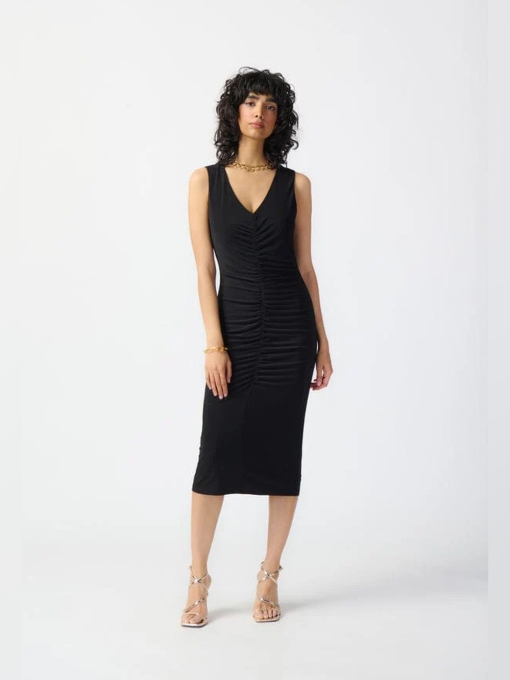 JOSEPH RIBKOFF GATHERED MIDI DRESS size 6 NWT